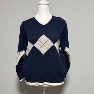 Navy Argyle Sweater